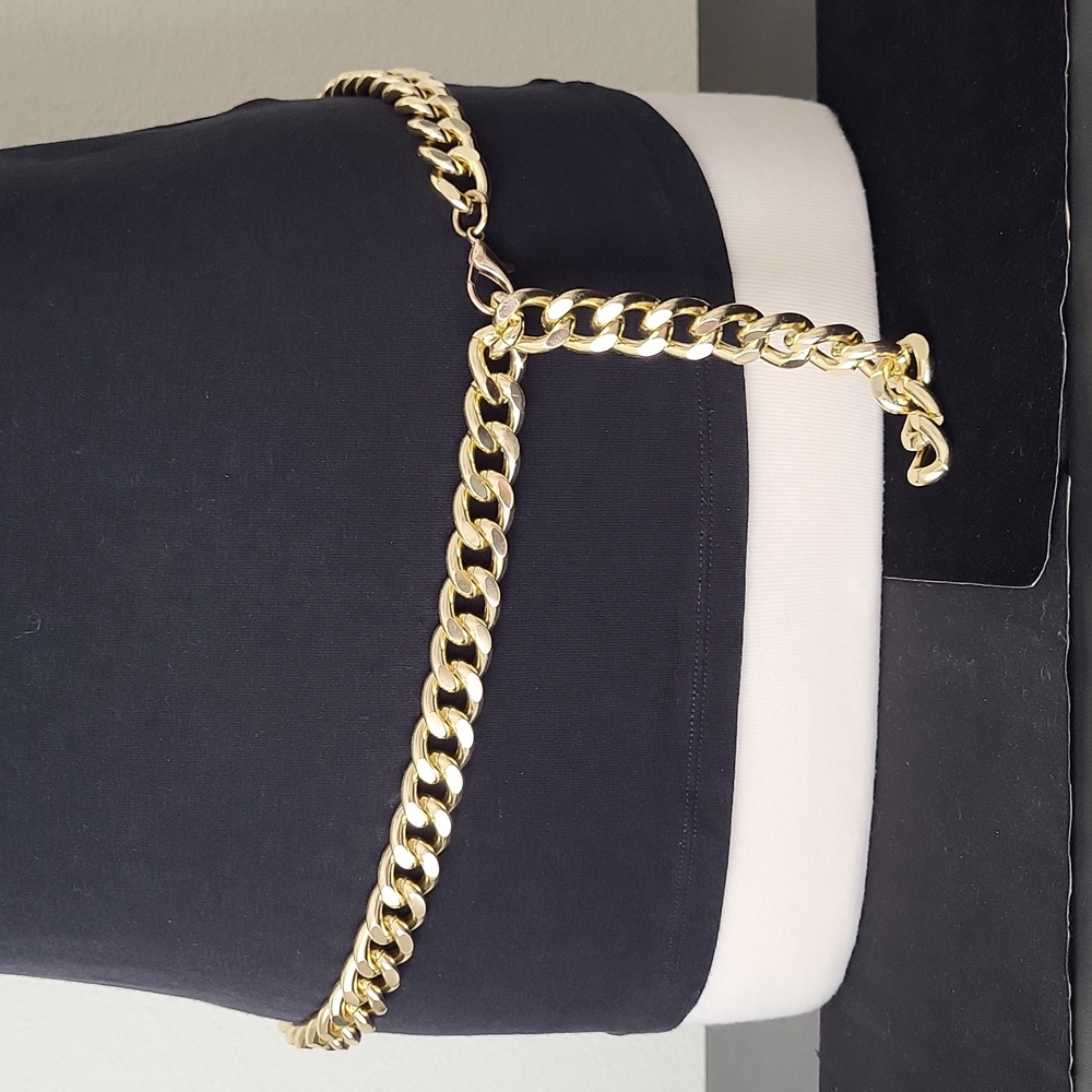 Women's Gold Tone Wide Cuban Link Chain Belt 42" end to end 3/4" width - Picture 6 of 11